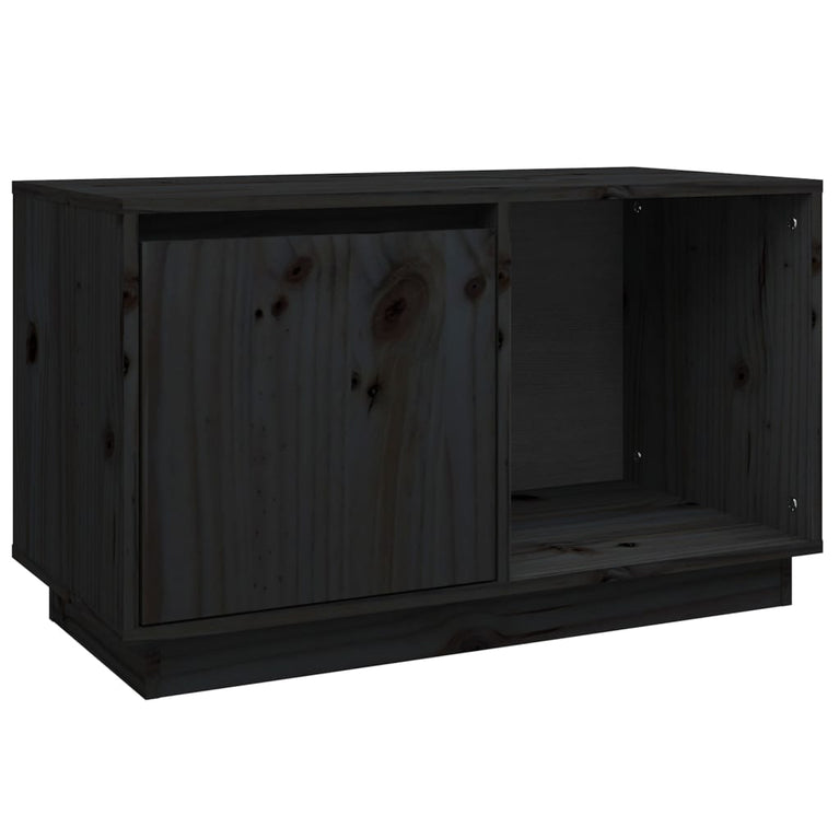 Tv-meubel 74x35x44 cm massief grenenhout zwart