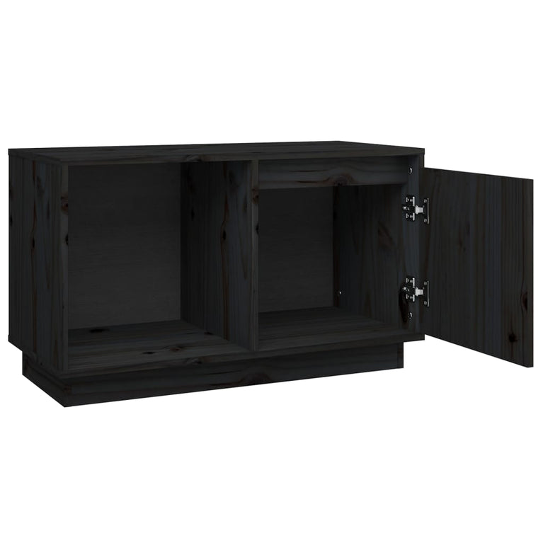 Tv-meubel 74x35x44 cm massief grenenhout zwart