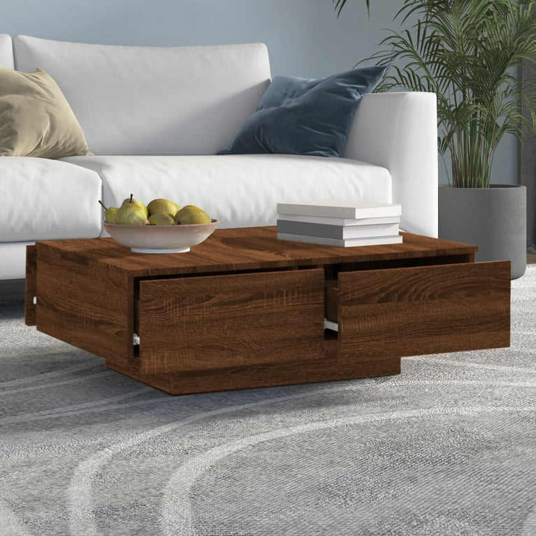 Salontafel 90x60x31 cm bewerkt hout bruin eikenkleur