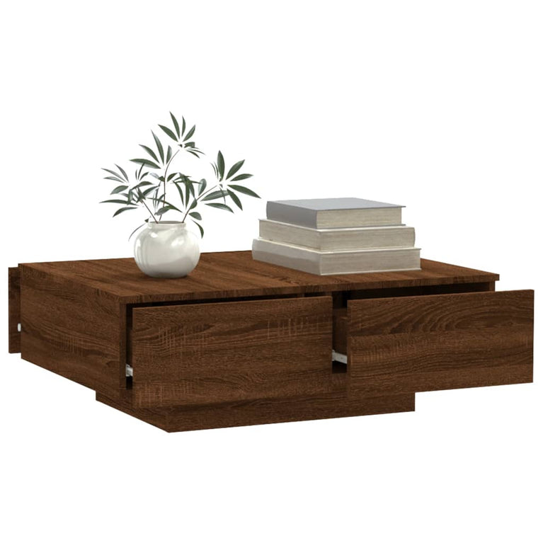 Salontafel 90x60x31 cm bewerkt hout bruin eikenkleur