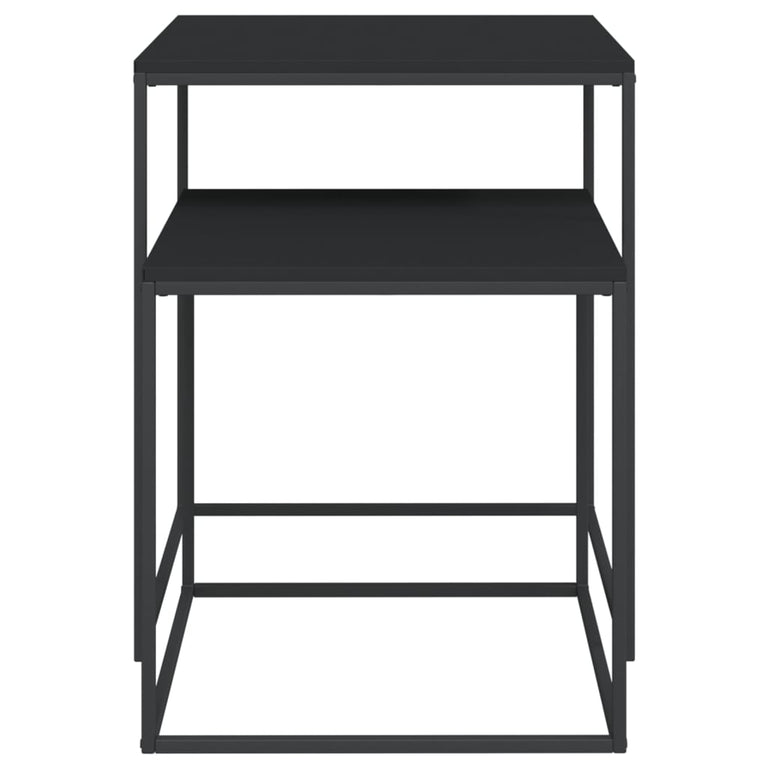 Salontafelset 2 st bewerkt hout en metaal