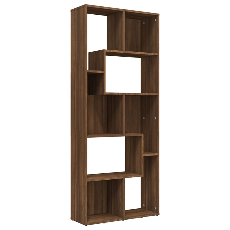Boekenkast 67x24x161 cm bewerkt hout bruineikenkleurig