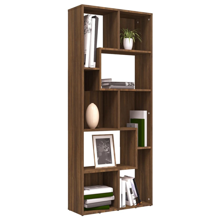 Boekenkast 67x24x161 cm bewerkt hout bruineikenkleurig
