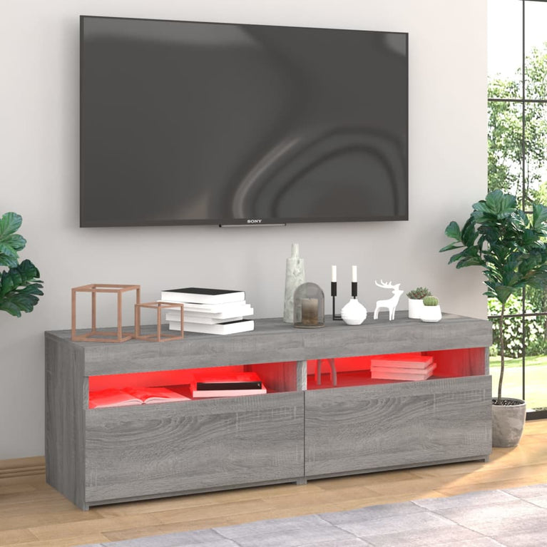 Tv-meubels 2 st met LED-verlichting 60x35x40 cm grijs sonoma