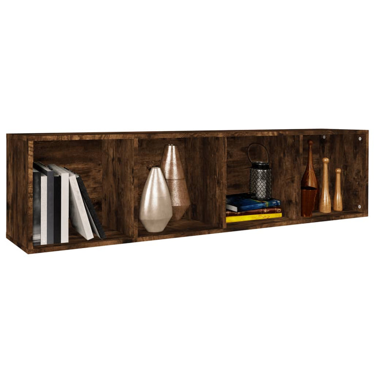 Boekenkast / tv-meubel 36x30x143 cm bewerkt hout gerookt eiken