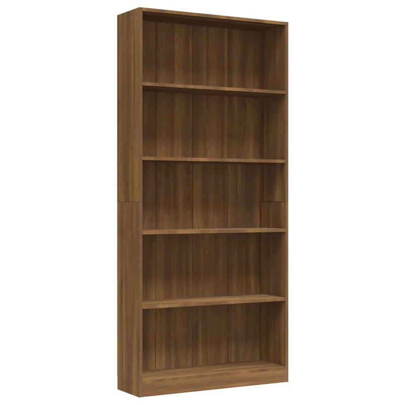 Boekenkast 80x24x175 cm bewerkt hout bruin eikenkleur