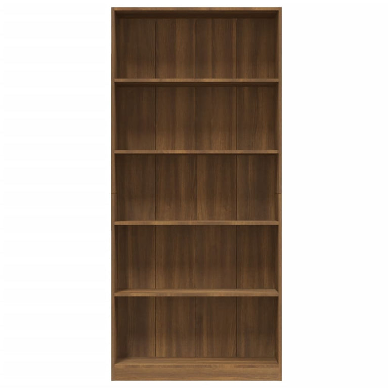 Boekenkast 80x24x175 cm bewerkt hout bruin eikenkleur
