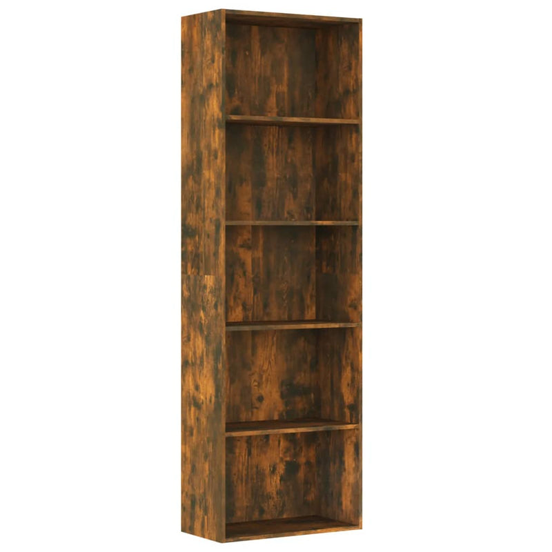 Boekenkast 60x30x189 cm bewerkt hout gerookt eikenkleurig