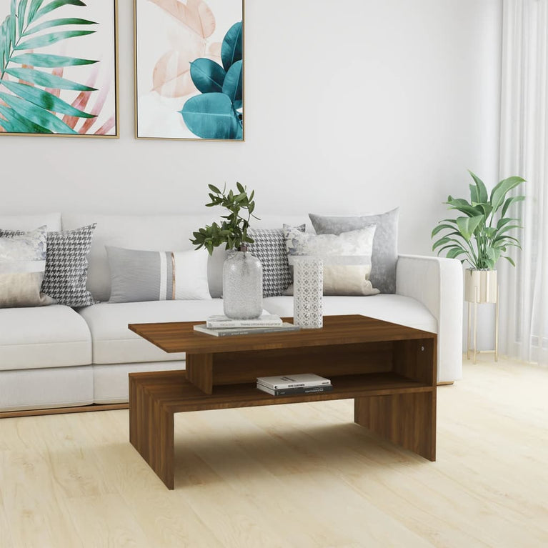 Salontafel 90x60x42,5 cm bewerkt hout bruineikenkleurig