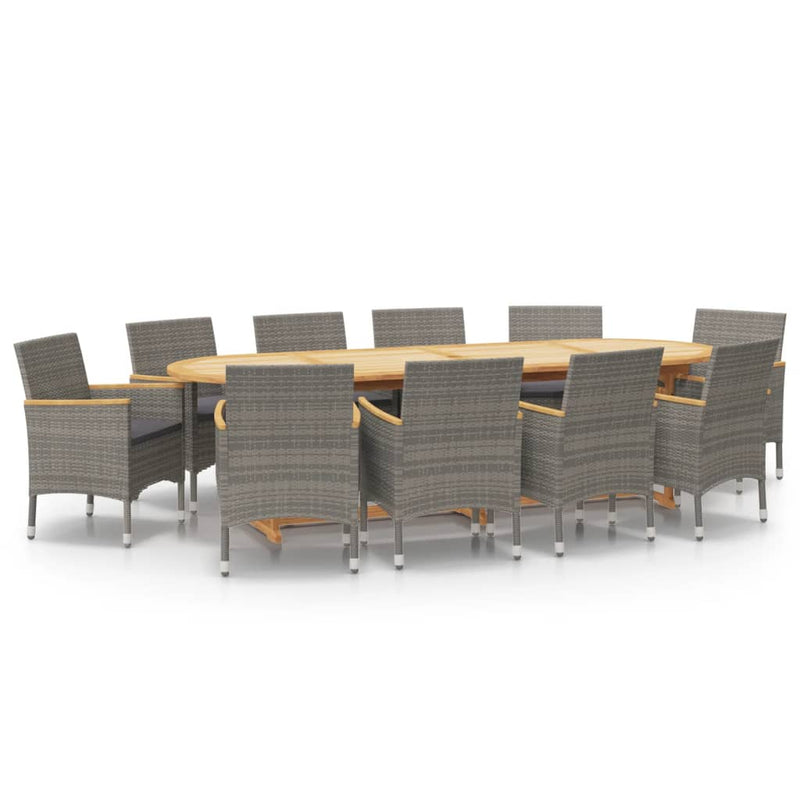 11-delige Tuinset met kussens grijs