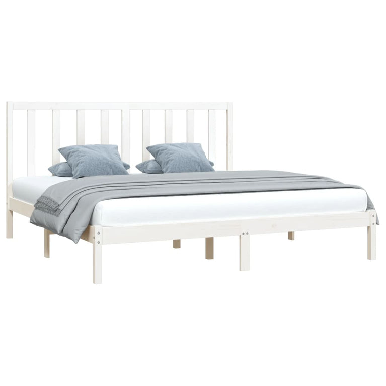Bedframe massief grenenhout wit 180x200 cm