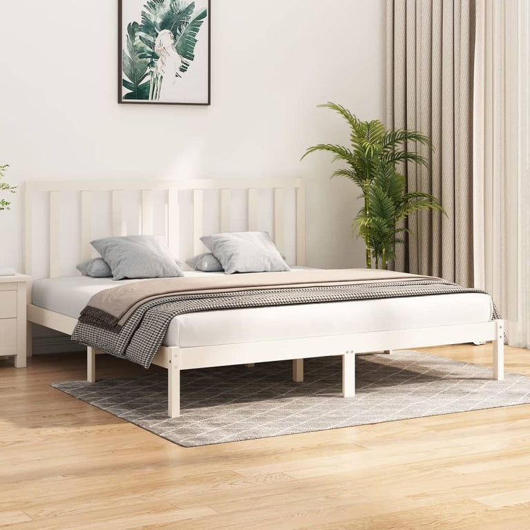 Bedframe massief grenenhout wit 180x200 cm