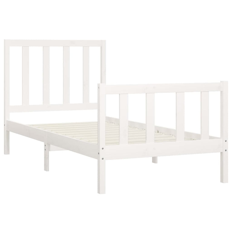 Bedframe massief hout wit 90x200 cm
