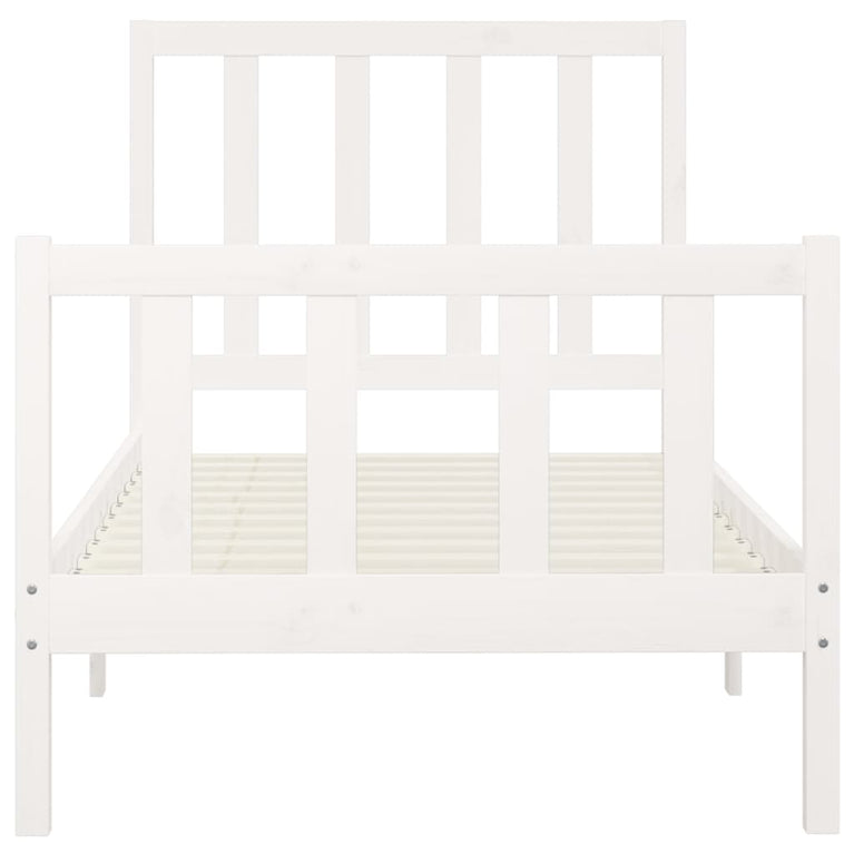 Bedframe massief hout wit 90x200 cm