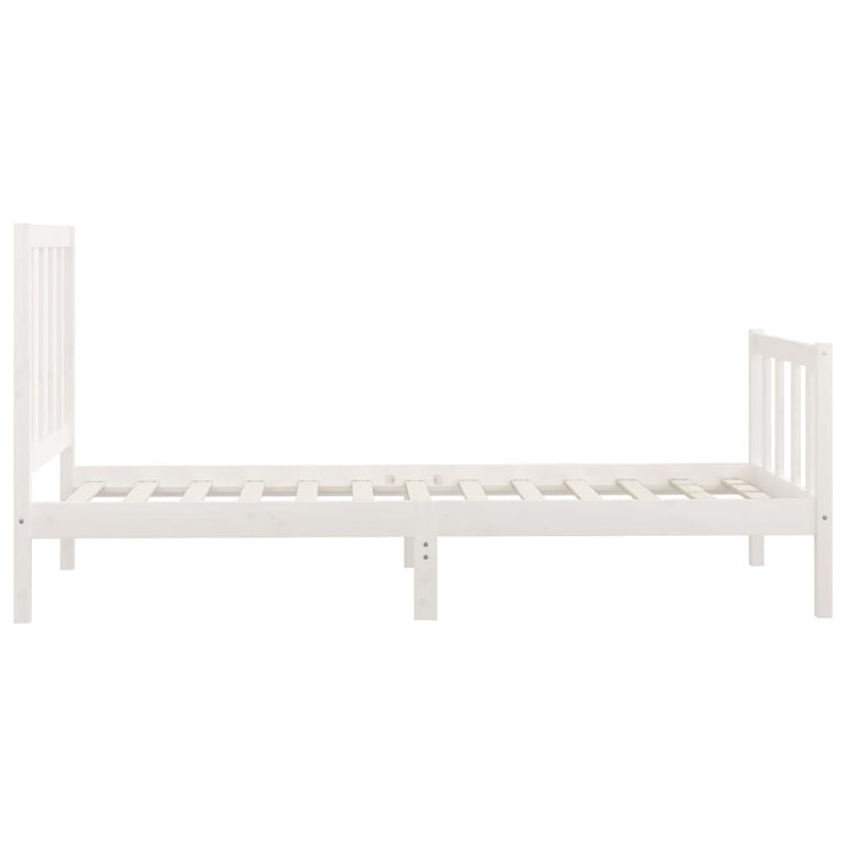 Bedframe massief hout wit 90x200 cm