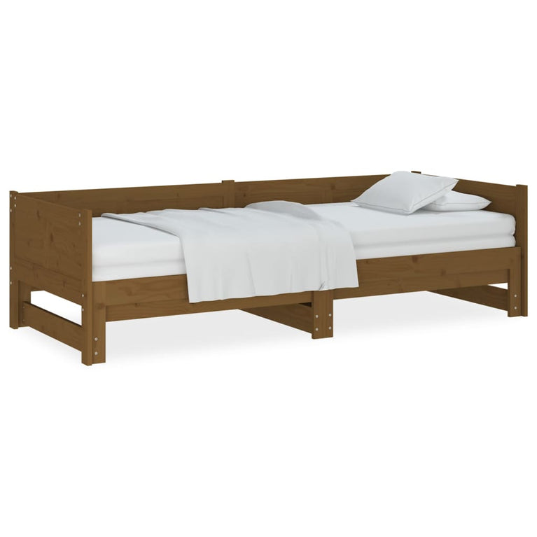 Slaapbank uitschuifbaar grenenhout honingbruin 2x(80x200) cm