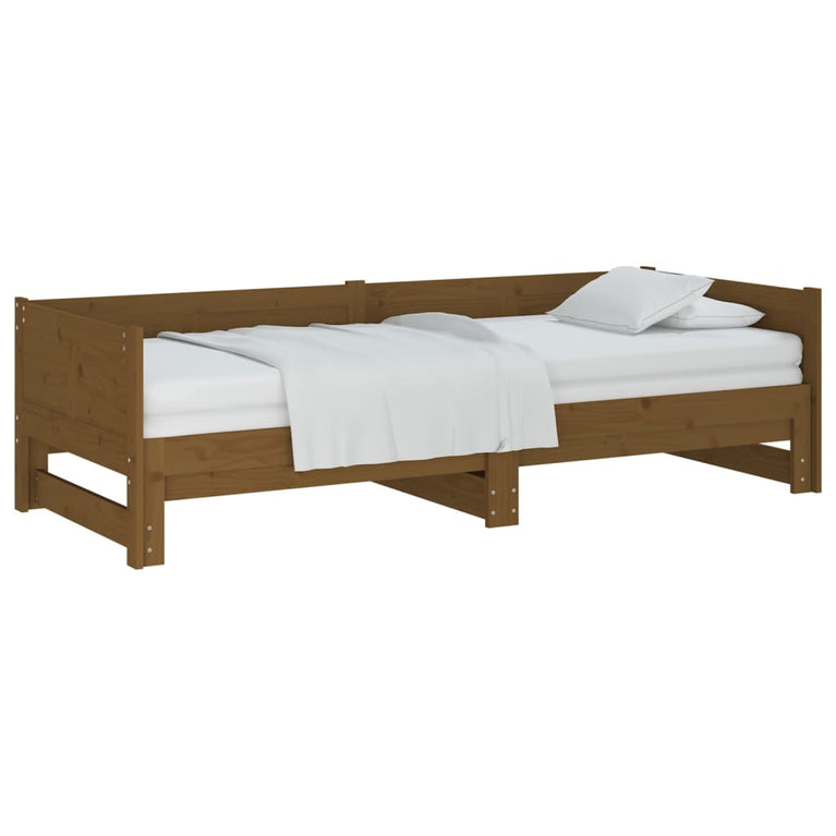 Slaapbank uitschuifbaar grenenhout honingbruin 2x(80x200) cm