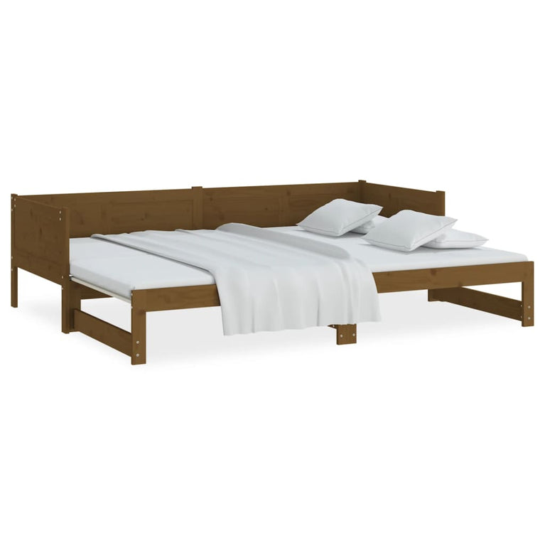 Slaapbank uitschuifbaar grenenhout honingbruin 2x(80x200) cm