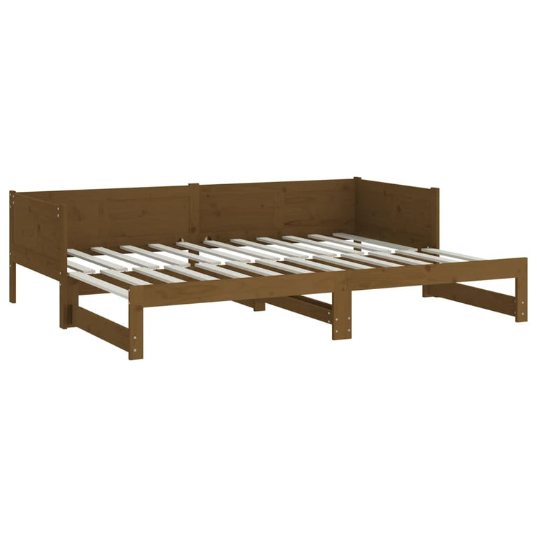 Slaapbank uitschuifbaar grenenhout honingbruin 2x(80x200) cm