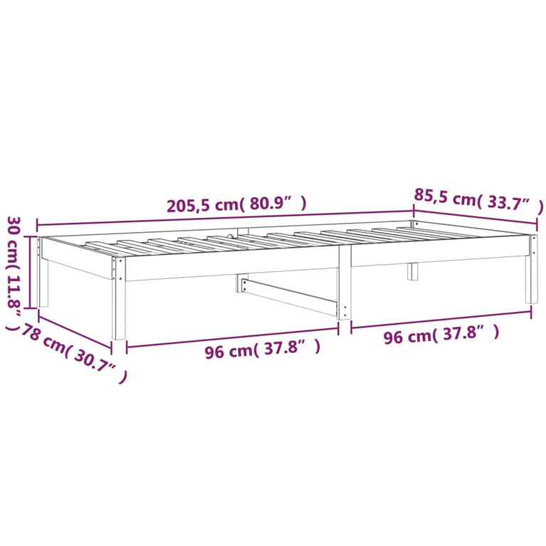 Slaapbank 80x200 cm massief grenenhout wit