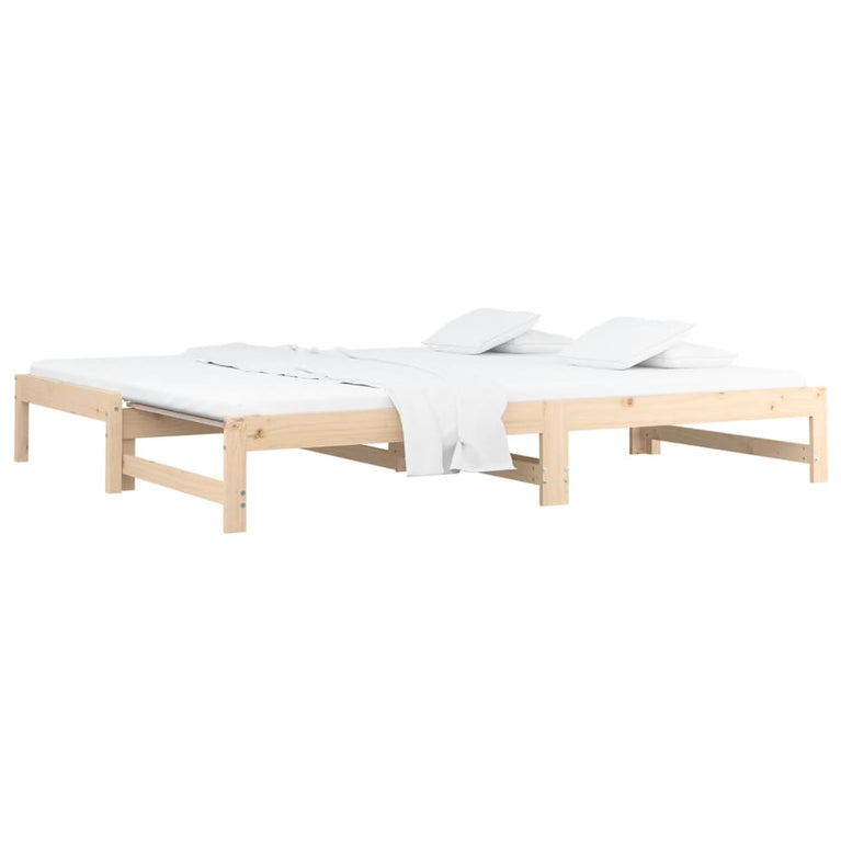 Slaapbank uitschuifbaar massief grenenhout 2x(90x190) cm