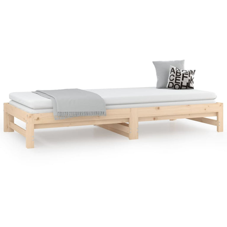 Slaapbank uitschuifbaar massief grenenhout 2x(90x190) cm