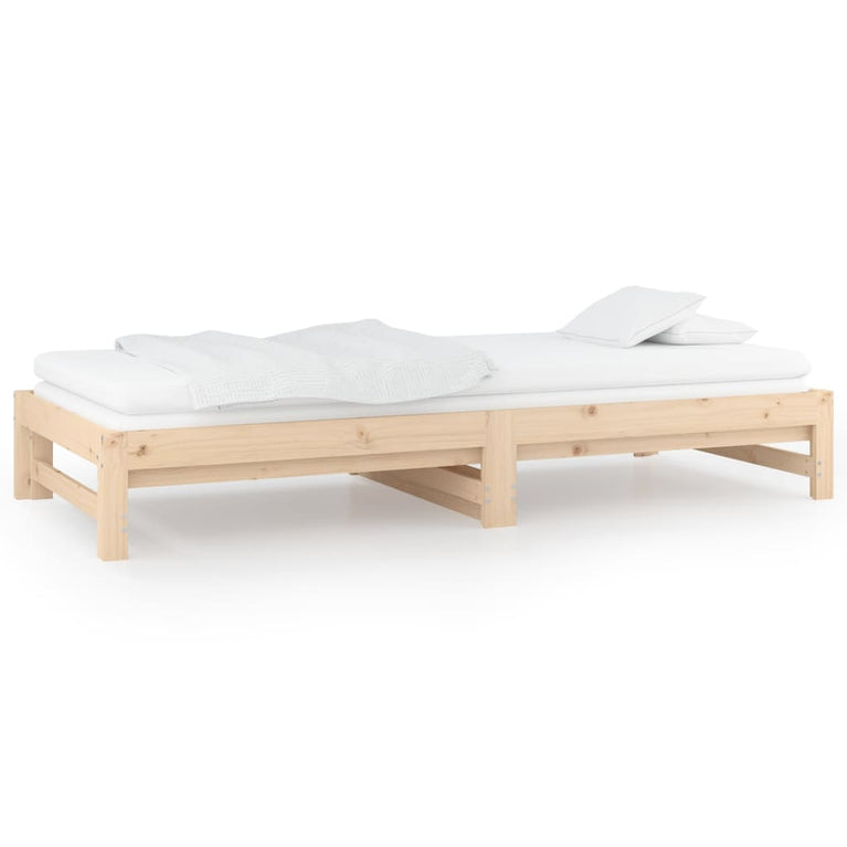 Slaapbank uitschuifbaar massief grenenhout 2x(90x190) cm