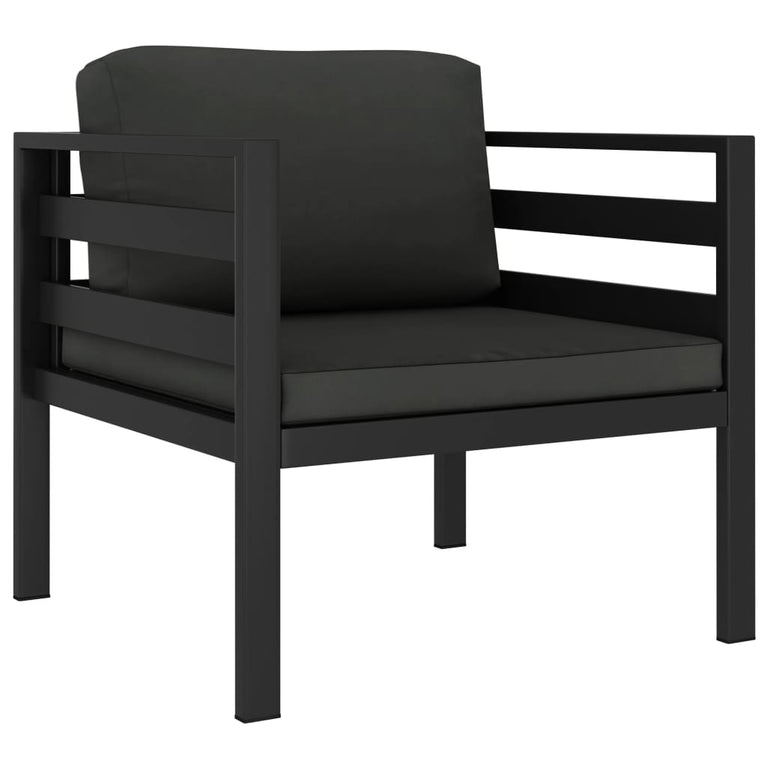 3-delige Loungeset met kussens aluminium antracietkleurig