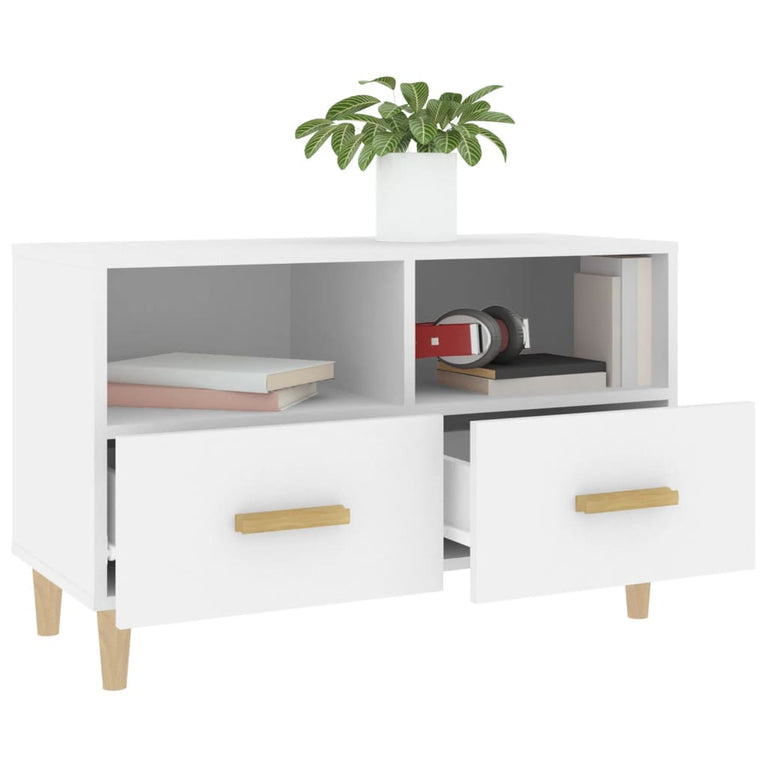 Tv-meubel 80x36x50 cm bewerkt hout wit