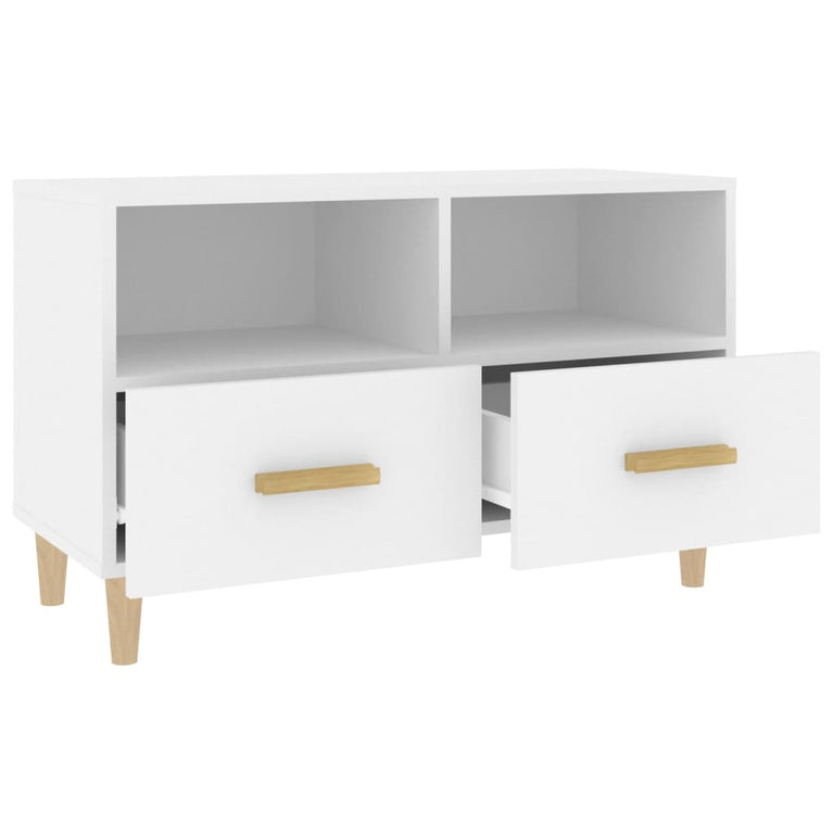 Tv-meubel 80x36x50 cm bewerkt hout wit