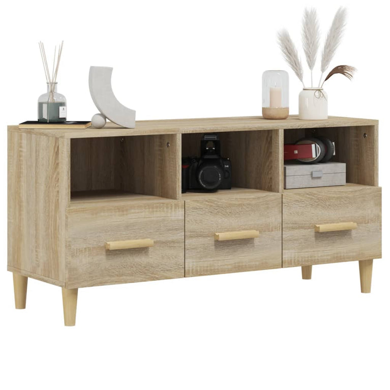 Tv-meubel 102x36x50 cm bewerkt hout sonoma eikenkleurig