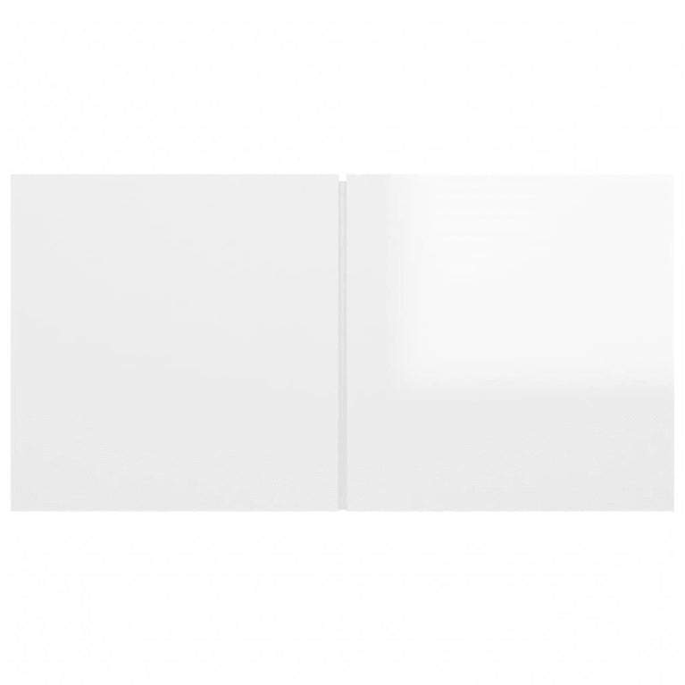 4-delige Tv-meubelset bewerkt hout hoogglans wit