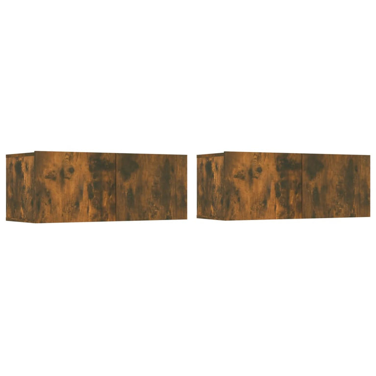 4-delige Tv-meubelset bewerkt hout gerookt eikenkleurig