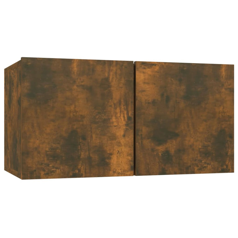 4-delige Tv-meubelset bewerkt hout gerookt eikenkleurig