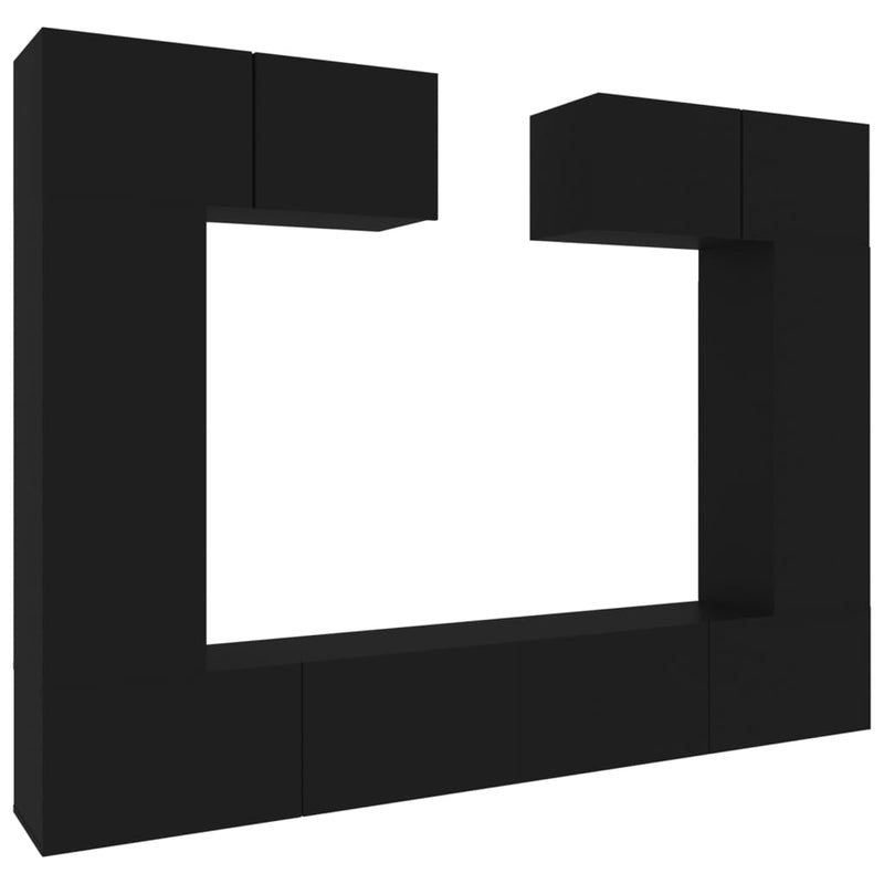 6-delige Tv-meubelset bewerkt hout zwart