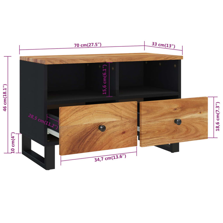 Tv-meubel 70x33x46 cm massief acaciahout