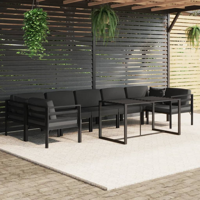 8-delige Loungeset met kussens aluminium antracietkleurig
