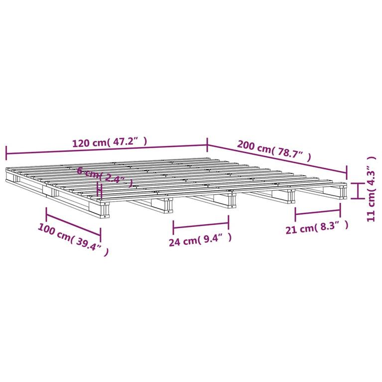 Palletbed massief grenenhout 120x200 cm