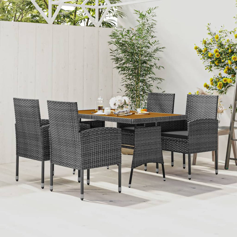 5-delige Tuinset poly rattan grijs