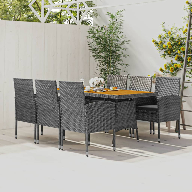 7-delige Tuinset poly rattan grijs