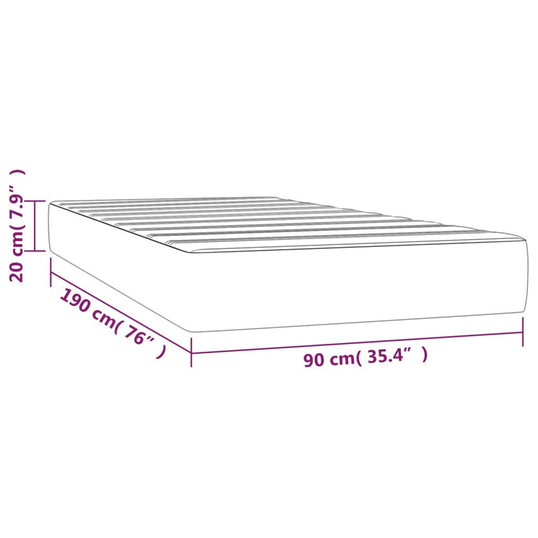 Pocketveringmatras 90x190x20 cm kunstleer cappuccinokleurig