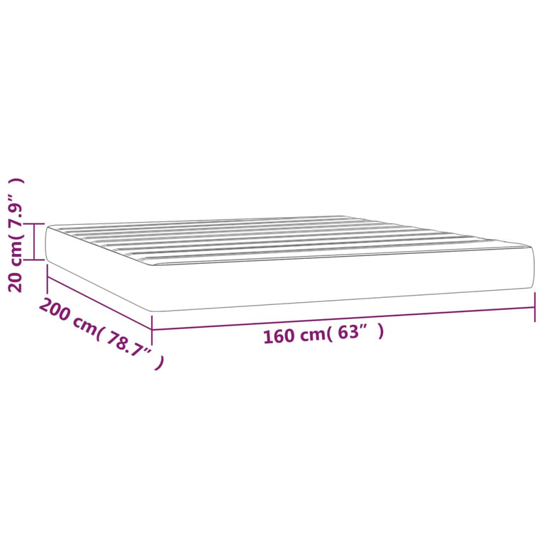 Pocketveringmatras 160x200x20 cm stof donkerbruin