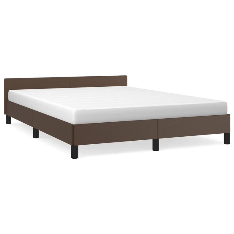 Bedframe met hoofdbord kunstleer bruin 140x190 cm