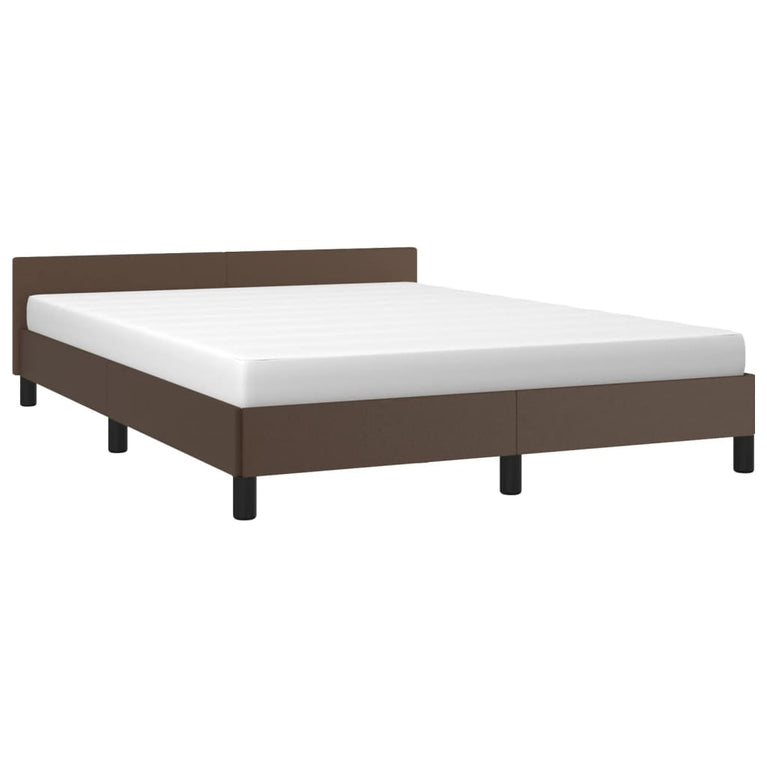 Bedframe met hoofdbord kunstleer bruin 140x190 cm