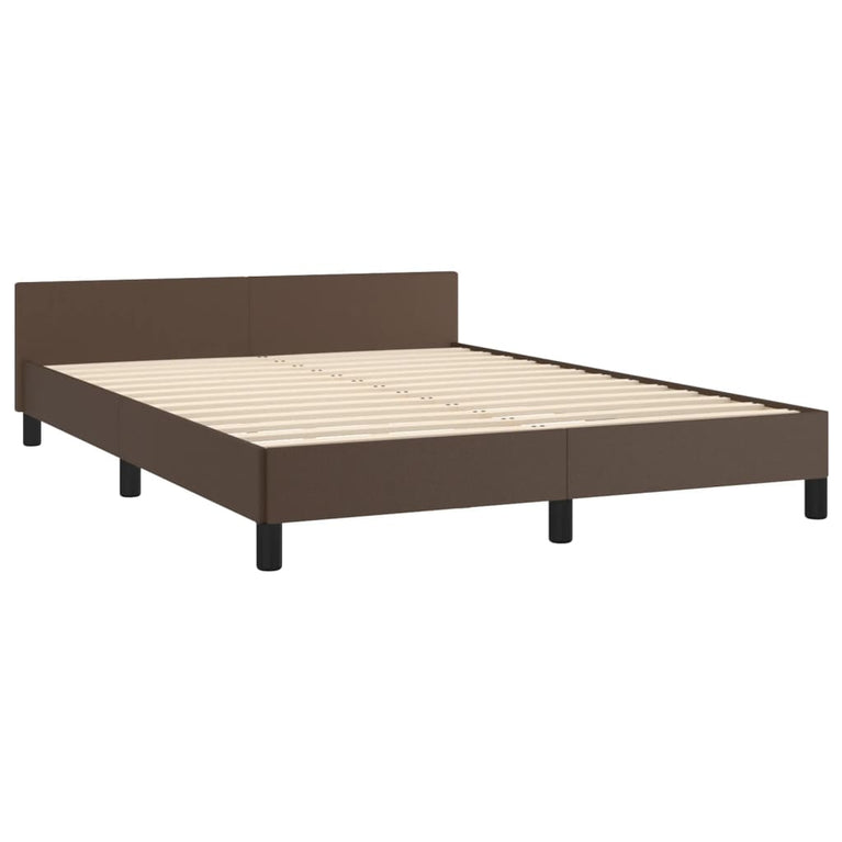 Bedframe met hoofdbord kunstleer bruin 140x190 cm