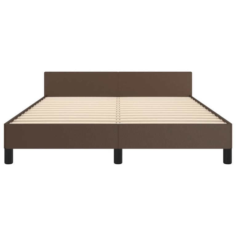 Bedframe met hoofdbord kunstleer bruin 140x190 cm