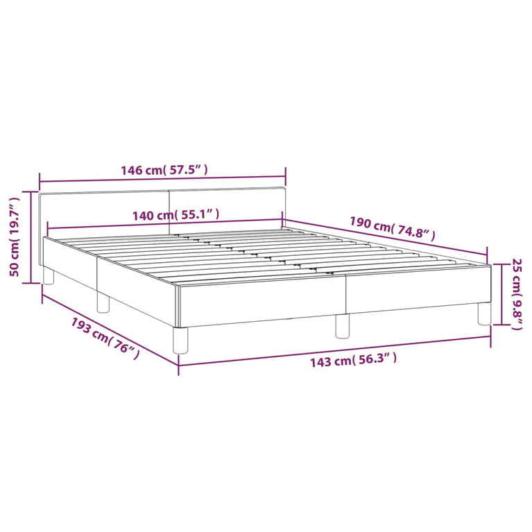 Bedframe met hoofdbord kunstleer bruin 140x190 cm