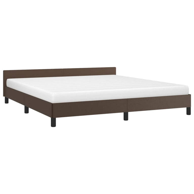Bedframe met hoofdbord kunstleer bruin 180x200 cm
