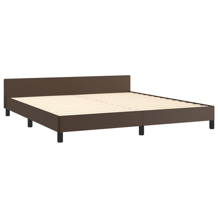 Bedframe met hoofdbord kunstleer bruin 180x200 cm