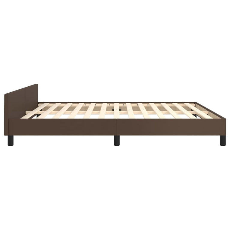Bedframe met hoofdbord kunstleer bruin 180x200 cm